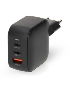 NEDIS síťová nabíječka/ 70 W/ PD 3.0/ rychlé nabíjení/ 1.5 / 2.25 / 2.5 / 3.0 / 3.5 A/ USB-A/ 2x USB-C/ černá