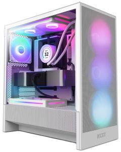 NZXT skříň H5 Flow RGB edition / 1x360 mm RGB core fan / 1x120mm / USB 3.0 / USB-C 3.1 / průhledná bočnice / mesh /bílá