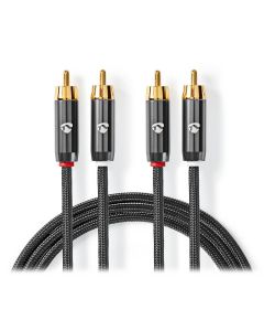 NEDIS PROFIGOLD stereo audio kabel/ 2x RCA zástrčka - 2x RCA zástrčka/ bvlna/ šedý/ BOX/ 2m