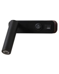 IMMAX GOAL designové nástěnné LED svítidlo, vypínač, USB, 3W, černé