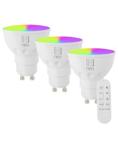IMMAX NEO LITE SMART sada 3x žárovka LED GU10 6W RGB+CCT, stmívatelná, Beacon, DO, Wi-Fi, TUYA