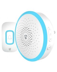 NEDIS bezdrátový zvonek/ napájení z baterie/síťové/ 220 - 250 V AC/ 1x CR2032/ hlasitost 80 dB/ dosah 150 m/ bílý