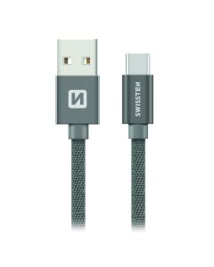 Swissten Datový Kabel Textile Usb / Usb-C 1,2 M Šedý