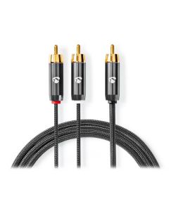 NEDIS PROFIGOLD audio kabel k subwooferu/ RCA zástrčka - 2x RCA zástrčka/ bavlna/ šedý/ BOX/ 3m