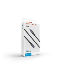 Dlouhý nabíjecí a datový opletený kabel FIXED s konektory USB-C/USB-C, PD 3.1, 2 m, USB4gen2 20Gbps, 4K60Hz, 240W, šedý