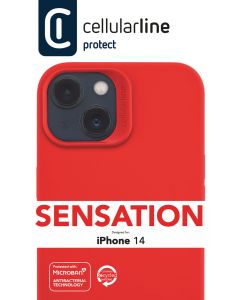 Ochranný silikonový kryt Cellularline Sensation pro Apple iPhone 14, červený
