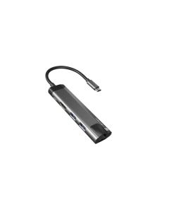 Natec multiport adaptér FOWLER GO HUB 5v1, 2X USB 3.0 HUB, HDMI 4K, USB-C PD, RJ45