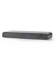 NEDIS HDMI přepínač/ 5x HDMI vstup/ 1x HDMI výstup/ 4K@60Hz/ 18 Gbps/ dálkově ovládané/ kov/ antracit