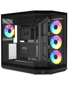 HYTE skříň Y50 ARGB Pitch Black / panoramatické sklo / dvě komory / 4x ARGB fan / bez zdroje / 1x USB-C / 2x USB-A