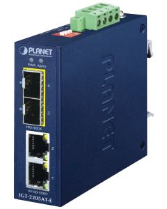 Planet IGT-2205AT-E průmyslový kompaktní konvertor 2x1GBASE-T to 2x1GBASE-X SFP, IP40, -40~75°C, 12-58VDC