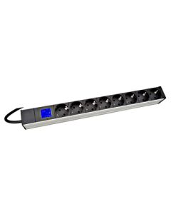 PDU IT METER, integr.merení, 8x Schuko,Al ,19", 1U, RAL 7035
