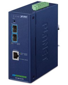 Planet IXT-900-2X1PD průmyslový konvertor 1x 10G Base-T PoE PD / 2x SFP+ 10GBase-X, IP40,-40~75°C, dual power, SNMP