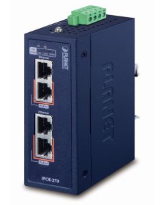 Planet IPOE-270 PoE průmyslový injektor, 2x port, 4x 1/2.5/5Gb, 2x 802.3bt 95/180W, DIN, IP30, -40~75°C, 48-56VDC