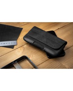 Horizontální kožené pouzdro FIXED Posh se zavíráním, velikost 5XL+, černé