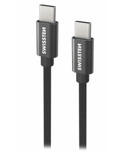 Swissten Datový kabel Textile USB-C / USB-C 0,5 m černý