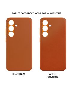Kožený zadní kryt FIXED MagLeather s podporou MagSafe pro Samsung Galaxy S25, hnědý