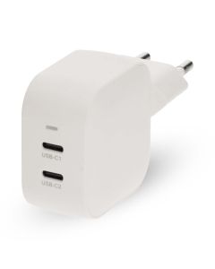 NEDIS síťová nabíječka/ 45 W/ PD 3.0/ rychlé nabíjení/ 2.25 / 3.0 A/ 2x USB-C/ bílá
