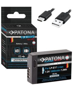 PATONA baterie pro foto Canon LP-E17 1000mAh Li-Ion Platinum USB-C nabíjení