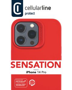Ochranný silikonový kryt Cellularline Sensation pro Apple iPhone 14 Pro, červený