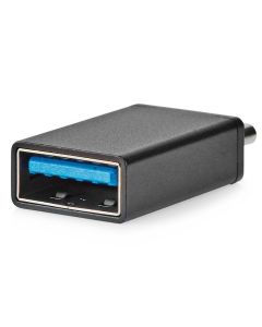 NEDIS USB-C adaptér/ USB 3.2 Gen 1/ zástrčka USB-C/ zásuvka USB-A/ 5 Gbps/ OTG/ kulatý/ poniklovaný/ černý/ blistr