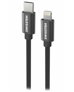Swissten Datový kabel Textile USB-C / Lightning 0,5 m černý