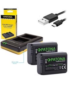 POUŽITÉ - PATONA nabíječka Foto Dual Quick Sony NP-FW50 + 2x baterie 1030mAh USB