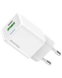 COLORWAY 1x USB-C/ síťová nabíječka/ GaN/ PD/ PPS/ QC/ 30W/ Bílá