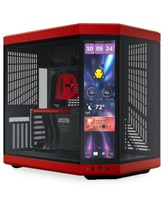 HYTE skříň Y70 Touch Infinite Black Cherry / 14,9" dotykový displej / levé a přední sklo / Riser PCIe 4.0 / bez zdroje