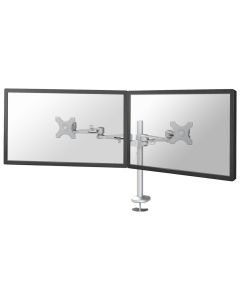 Neomounts FPMA-D935DG /Držák displeje/na stůl/10-27"/průchodka/3čepy/VESA 100X100/nosn.2x6kg/2 displeje/stříbrný