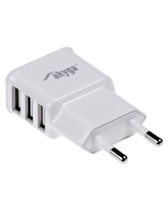 TRX Akyga USB nabíječka 220V/ 5V/ 3.1A/ 3x USB/ bílá