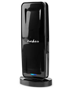 NEDIS aktivní pokojová DVB-T/T2 anténa/ FM / UHF / VHF/ rozsah příjmu 0-15 km/ LTE700/ zesílení 28 dB/ ABS/ černá
