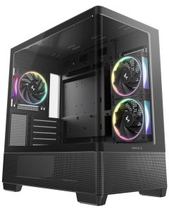 DEEPCOOL skříň CG380U 3F / mATX / 3x120mm ARGB fan / 2xUSB3 / USB-C / prosklená zaoblená  / černá