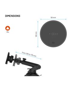 Držák s bezdrátovým nabíjením FIXED MagRound 3 XL na sklo nebo palubní desku, podpora MagSafe, 25W, Qi2.2, černý
