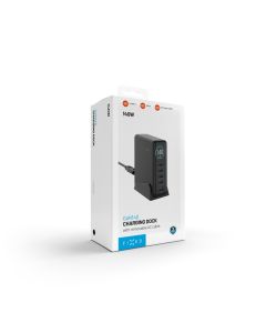 Dokovací GaN stanice FIXED s displejem, 4x USB-C a USB, PD 3.2, 140W, černá
