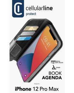 Pouzdro typu kniha Cellularline Book Agenda 2 pro Apple iPhone 12 Pro Max, černé