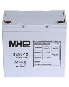 MHPower záložní Gelový akumulátor 12V/55Ah, Terminál T1 - M6, Deep Cycle