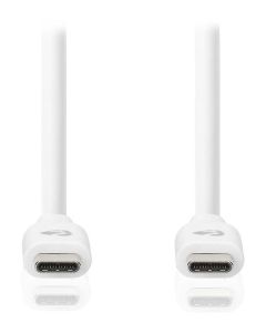 NEDIS kabel USB 3.2 Gen 1/ zástrčka USB-C - zástrčka USB-C/ 60 W/ 4K@60Hz/ 5 Gbps/ poniklovaný/ bílý/ box/ 1m