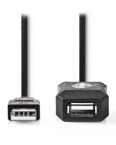 NEDIS prodlužovací aktivní kabel USB 2.0/ zástrčka USB-A - zásuvka USB-A/ černý/ bulk/ 10m
