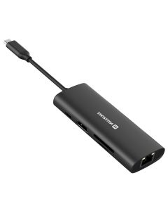 Swissten usb-c hub 8-in-1 (usb-c 100w, hdmi 4k, lan rj45, 2x usb-a, 1x usb-c 5gbps, sd, micro sd) aluminium