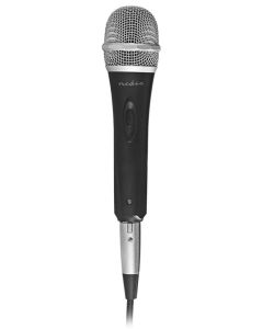 NEDIS kabelový mikrofon/ Kardioid/ odnímatelný kabel 5m/ 600 Ohm/ -72dB/ jack 6.35 mm/ vypínač/ pouzdro/ kov/ černo-šedý