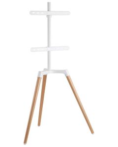 NEDIS podlahový TV stojan/ 50 - 65"/ 35 kg/ Skandinávské Provedení/ Otočné/ Protiskluzový popruh/ Snap-lock/ bílý