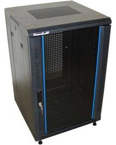 XtendLan 32U/600x800 stojanový, černý, skleněné dveře, perforovaná záda
