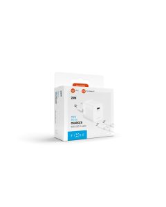 Set síťové nabíječky FIXED Mini s USB-C výstupem a USB-C/USB-C kabelu, podpora PD, 1 metr, 20W, bílý