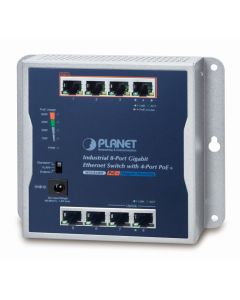 Planet průmyslový plochý switch 8x 1Gb, 4x PoE 30/60W, 48-56V, IP30, -20/60st, fanless