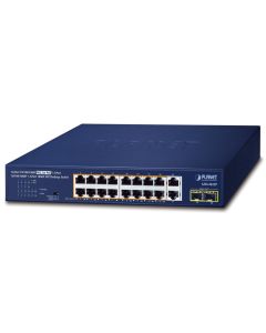 Planet PoE switch 18x1Gb + 2xSFP 1Gb, 16x PoE 802.3at 30/185W, VLAN, extend mód 10Mb-250m