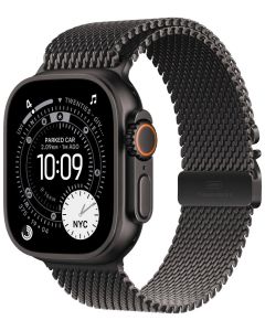Apple Watch Ultra 3 49mm Černý titan s černým titanovým milánským tahem - M