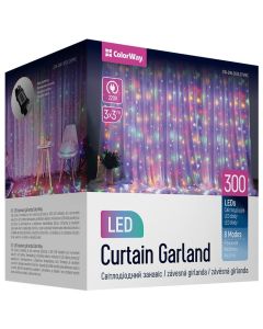 COLORWAY LED girlanda/ vnitřní / 300 LED / délka 3 x 3m / více barevná/ AC 220V