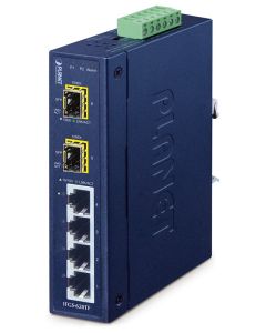 Planet IFGS-620TF průmyslový L2 switch, 4x10/100TX, 2x1Gb SFP, -40~75°C, 9-48VDC, IP30, fanless, ring data recovery