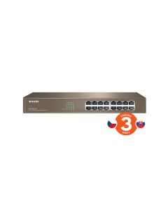 Tenda TEG1016D - 16x Gigabit Switch, Fanless-bez ventilátorů, Rackmount, ochrana proti přepětí