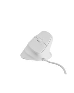 Vertikální myš Natec CRAKE 2 PRO/Vertikální/Optická/Pro praváky/12 400 DPI/Drátové USB-A/Bílá